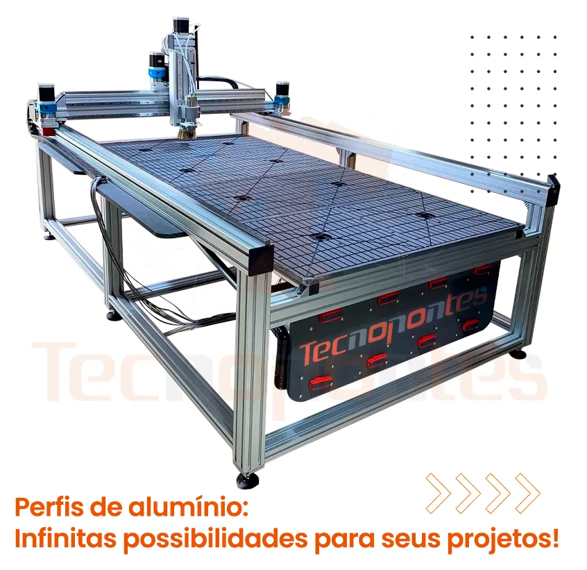 Estrutura de máquina CNC em perfil de alumínio