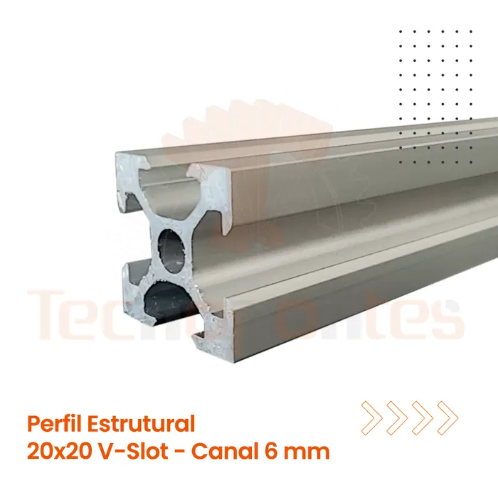 Perfil 20x20 V-slot, canal 6 mm