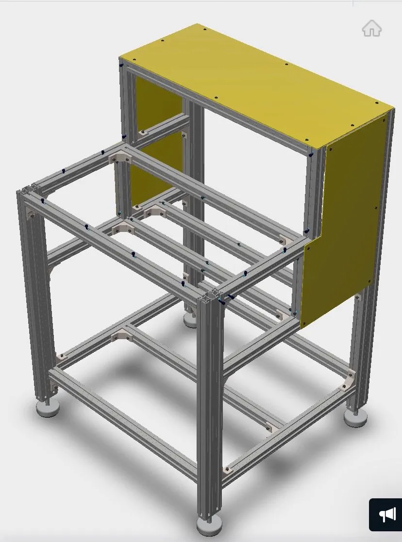 Projeto 3D de bancada em perfil
