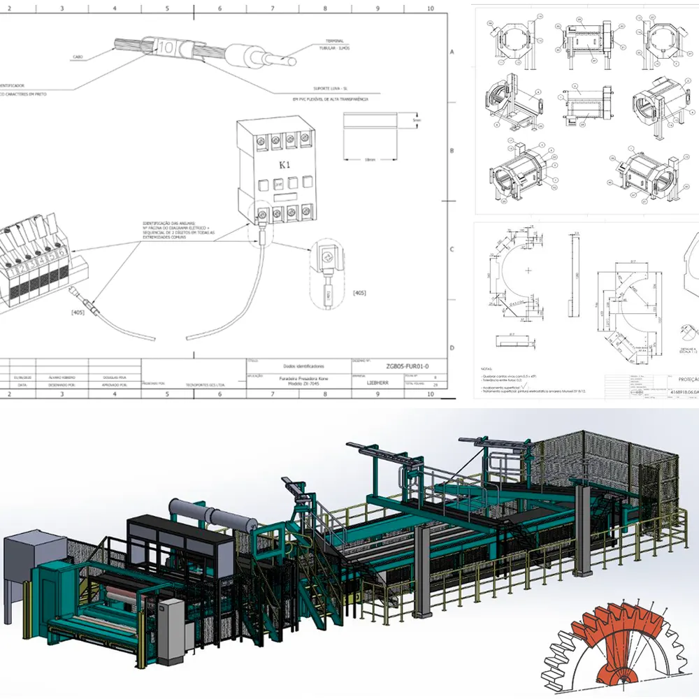 Projeto 3D e desenho técnico de uma adequação